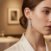 6.5cm Iridescent Clover Dangle Earrings (Dual Tone)