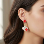 Collect the Rainbow! The 12-Pair Colorful Pave Clover Dangle Earring Collection