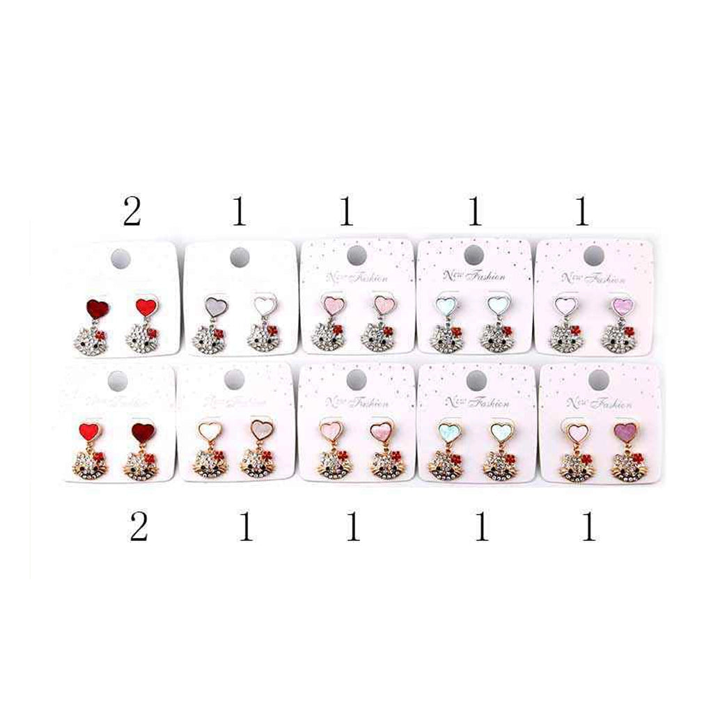 Sparkle & Sweetness: Adorable Cat Dangle Earrings with Heart Accents