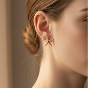 Enamel Starfish Earrings – Stainless Steel Ocean & Beach Stud Earrings (3cm) (IER-1091)
