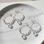 The Starlight Hoops | Crystal Bead Dangle Earrings (Rose Gold/Silver)