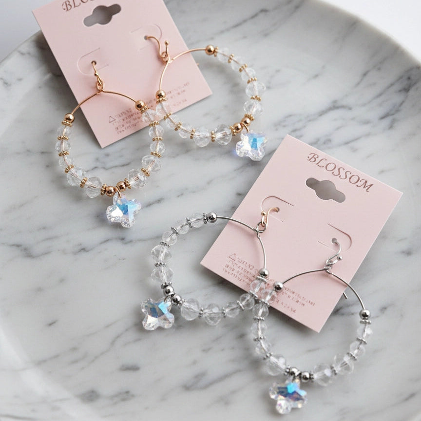 The Aurora Hoops | Crystal Bead & AB Charm Dangle Earrings