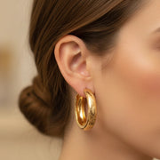 Quilted 40mm Chunky Hoop Earrings