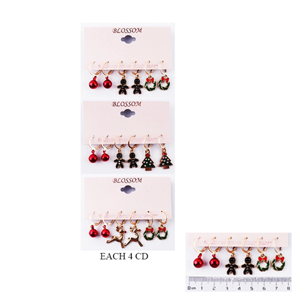 Mini Holiday Cheer Hoop Earrings Set (6 PCS) - Festive Enamel Charms