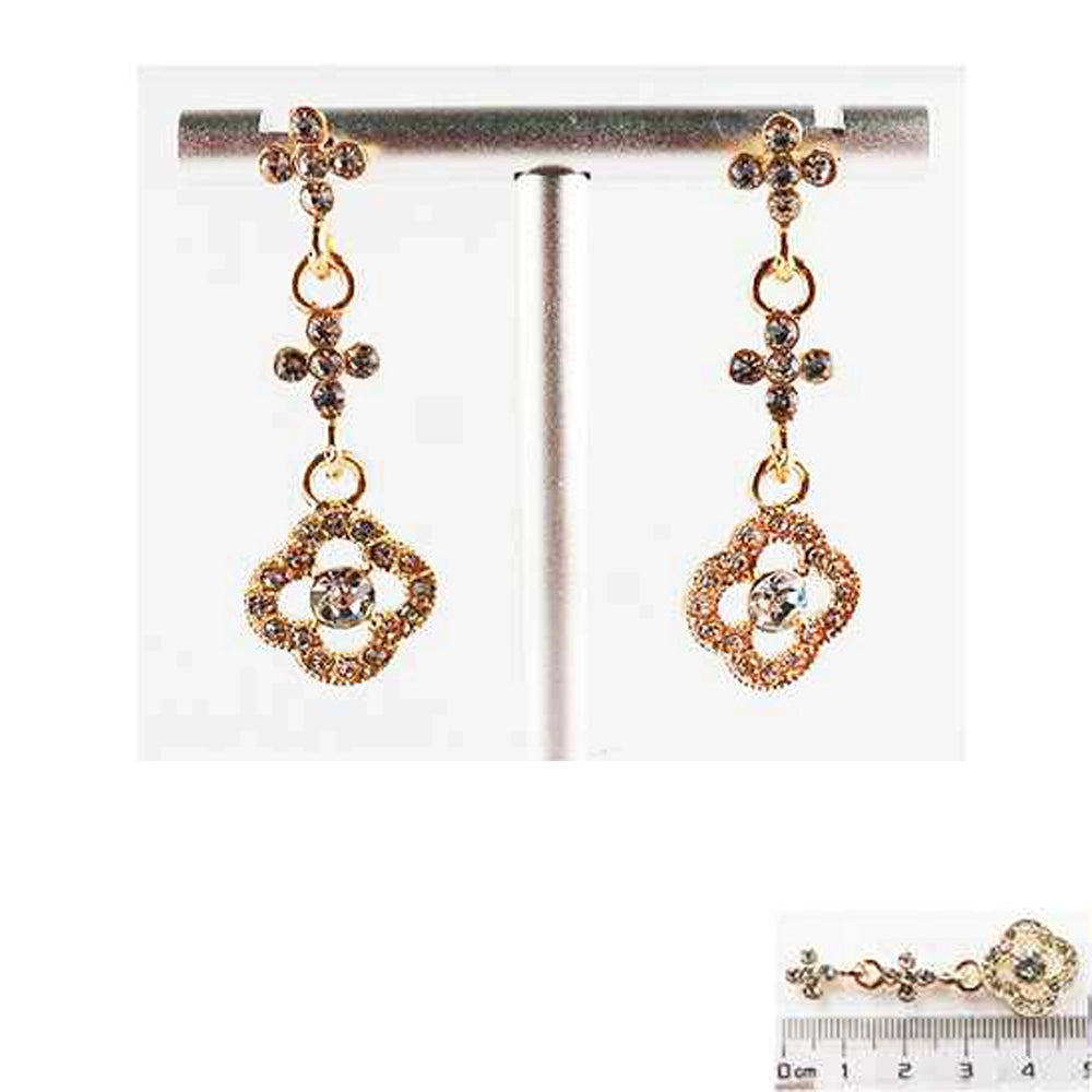 Blossom Vintage-Style Crystal Clover Drop Earrings (IER-4990)