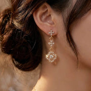 Blossom Vintage-Style Crystal Clover Drop Earrings (IER-4990)