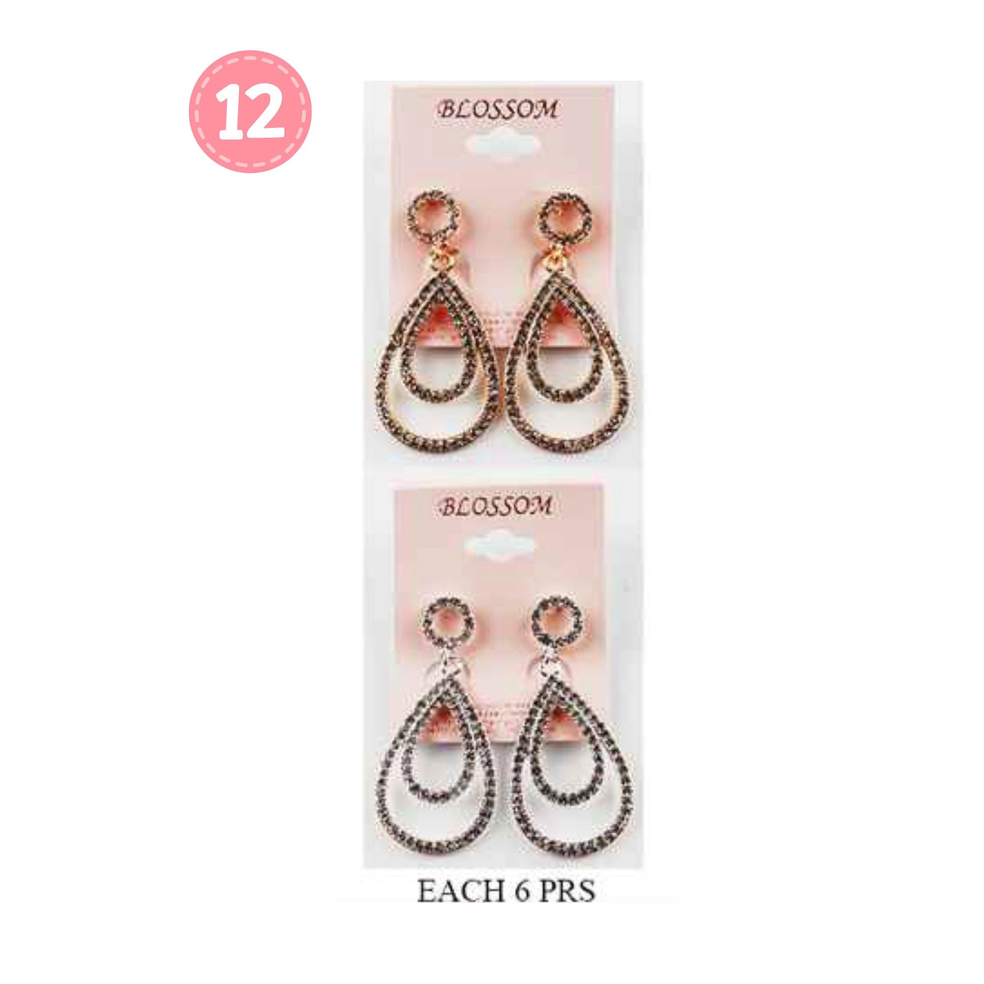 Triple Pave Teardrop Dangle Earrings | Crystal Statement Hoops