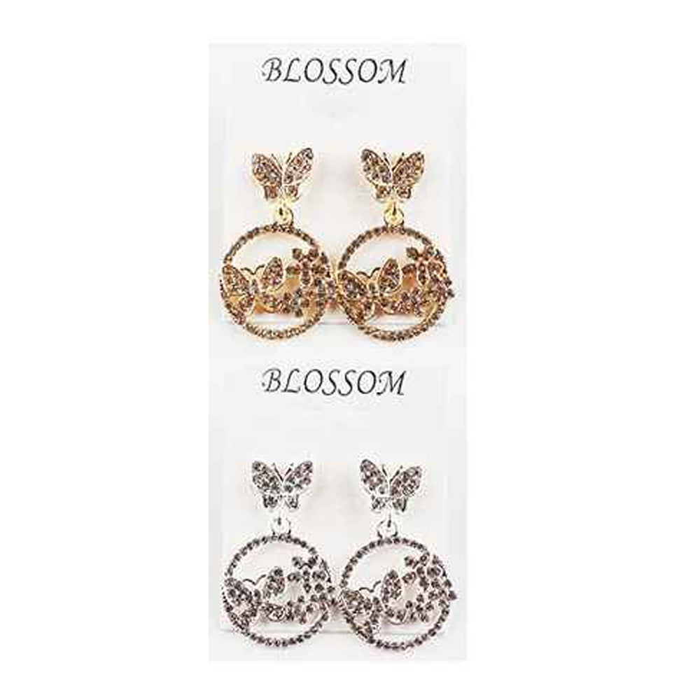 Blossom Enchanted Butterfly & Floral Pave Drop Earrings (IER-5537)