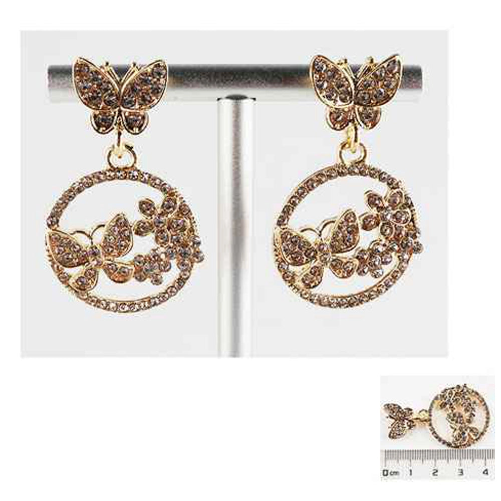 Blossom Enchanted Butterfly & Floral Pave Drop Earrings (IER-5537)