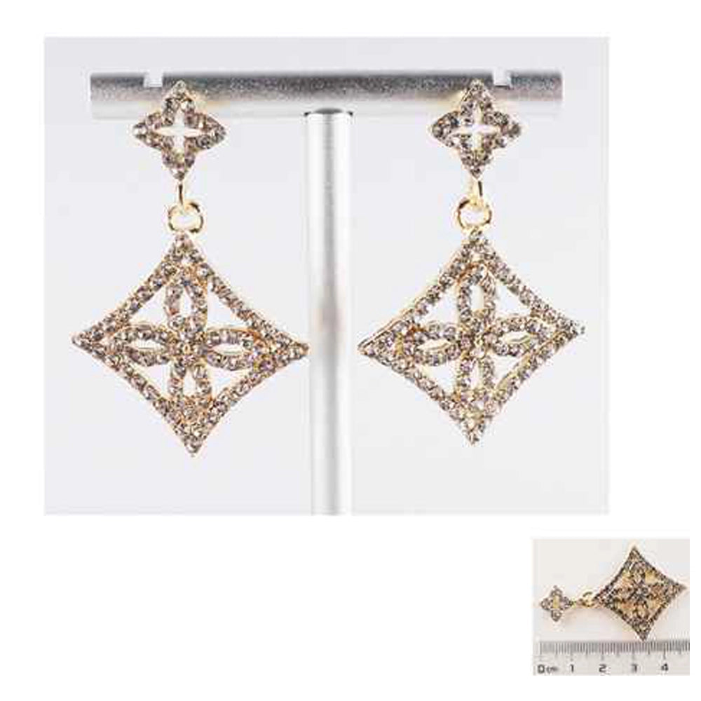 Blossom Sparkling Geometric Lattice Drop Earrings (IER-5575)