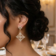 Blossom Sparkling Geometric Lattice Drop Earrings (IER-5575)