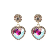 Iridescent Love Drop Earrings | Crystal Heart Dangles