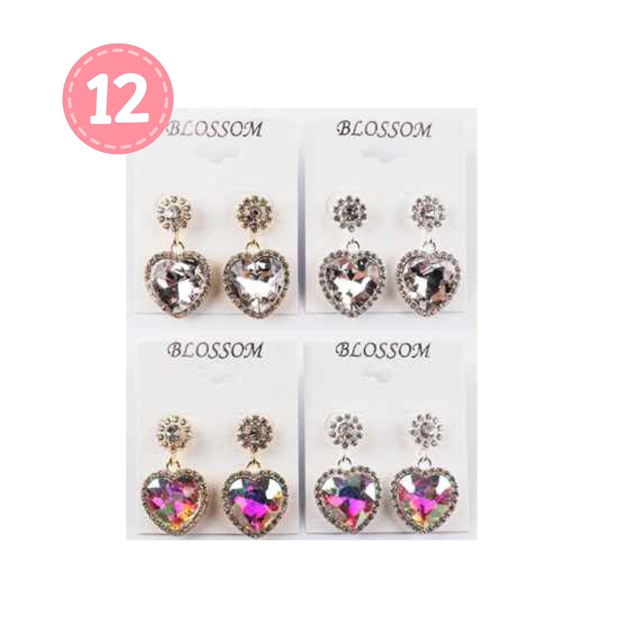 Iridescent Love Drop Earrings | Crystal Heart Dangles