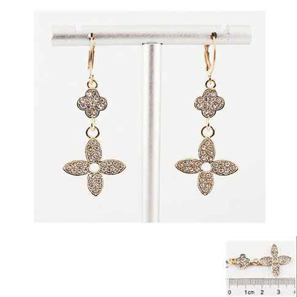 Clover & Cross Pavé Crystal Drop Earrings (IER-5667)