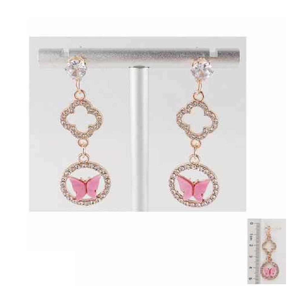 Exquisite Butterfly & Clover Drop Earrings (IER-5926)