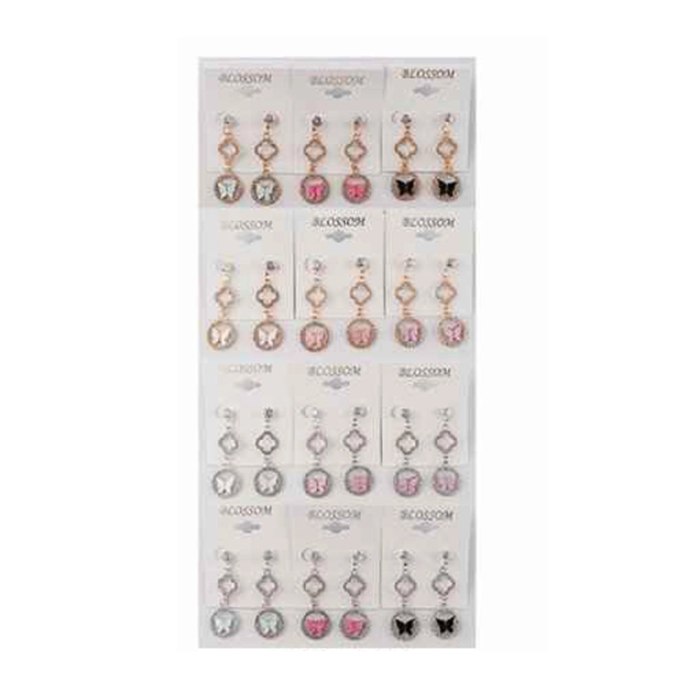 Exquisite Butterfly & Clover Drop Earrings (IER-5926)
