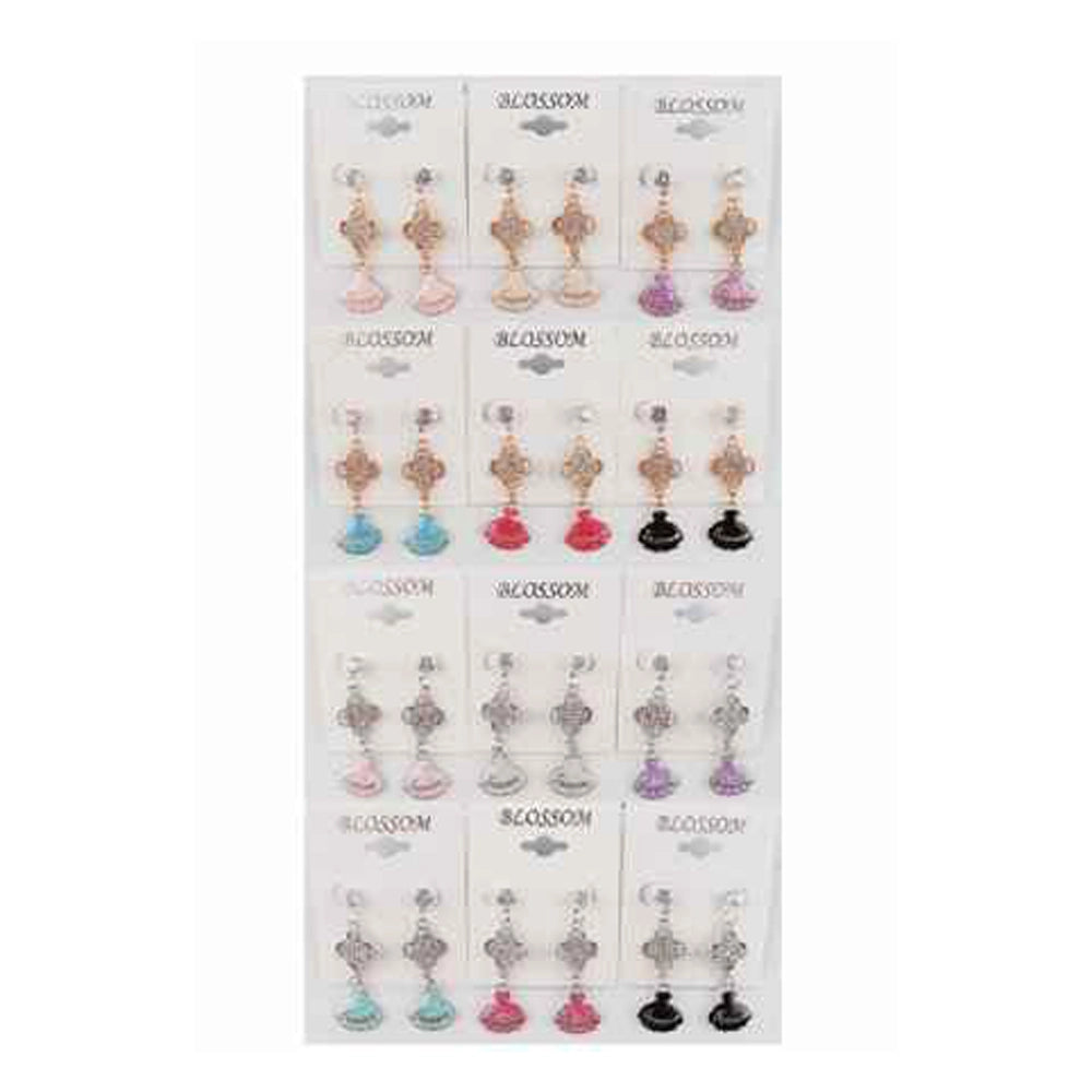 Sparkling Four-Leaf Clover & Summer Shell Drop Earrings (IER-5929)