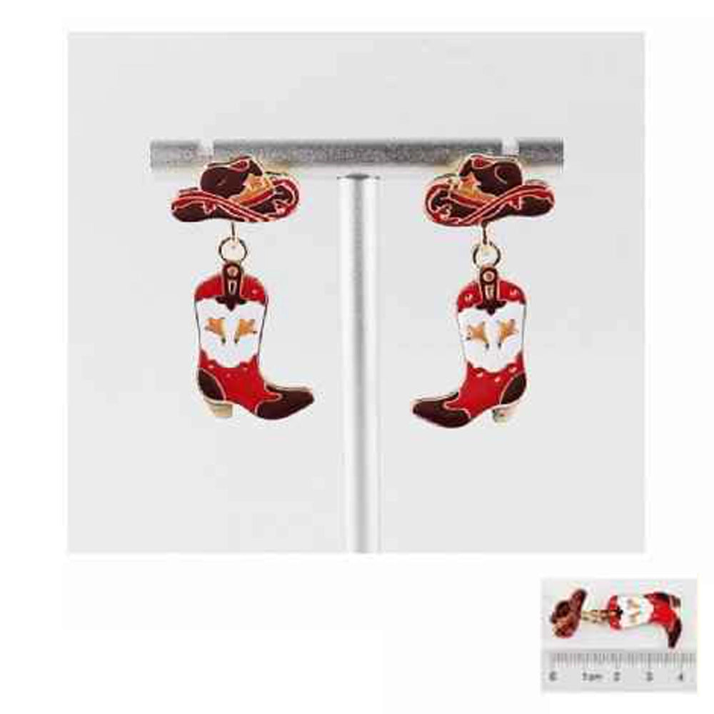 Western Cowboy Hat & Boot Dangle Earrings (IER-5957)