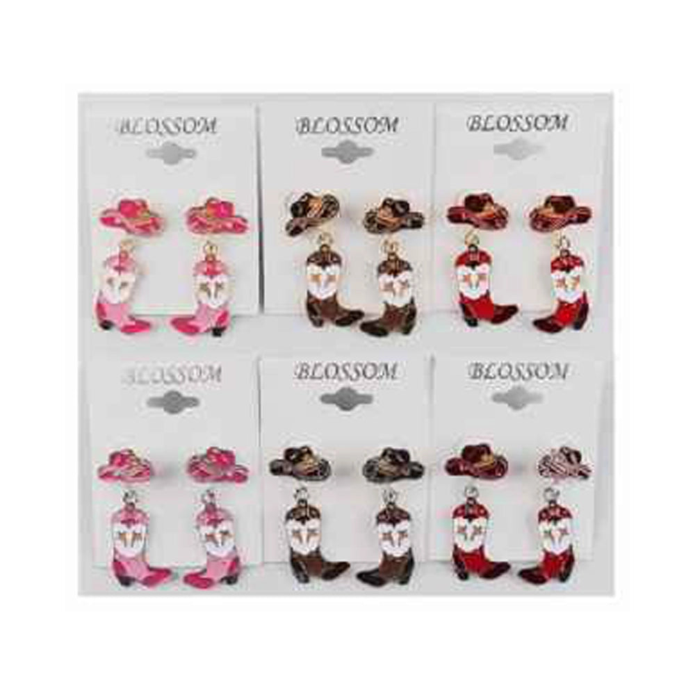 Western Cowboy Hat & Boot Dangle Earrings (IER-5957)