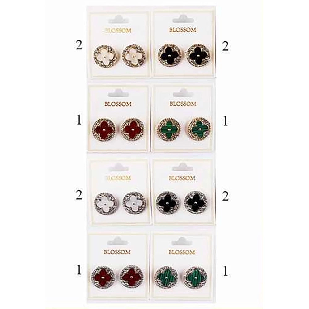 Elegant Clover Fashion Stud Earrings | Gold Tone Floral Four-Leaf Motif Earrings (IER-6103)