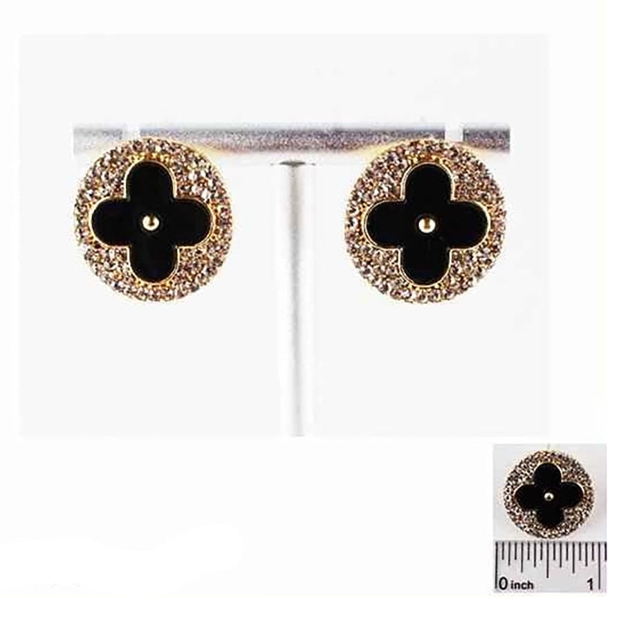 Elegant Clover Fashion Stud Earrings | Gold Tone Floral Four-Leaf Motif Earrings (IER-6103)
