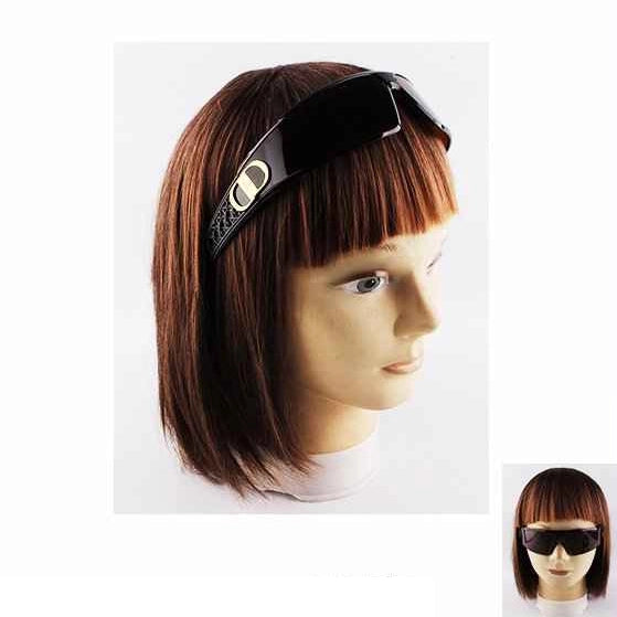 Vintage-Inspired Shield Sunglasses Headband – 2-in-1 Non-Slip Hair Accessory with Gold Accents  (IHB-1329BR)
