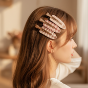 4-Piece Cute Printed Hair Barrette Set – Vintage Plaid, Polka Dot & Heart Alligator Clips for Women and Girls (IHP-859)