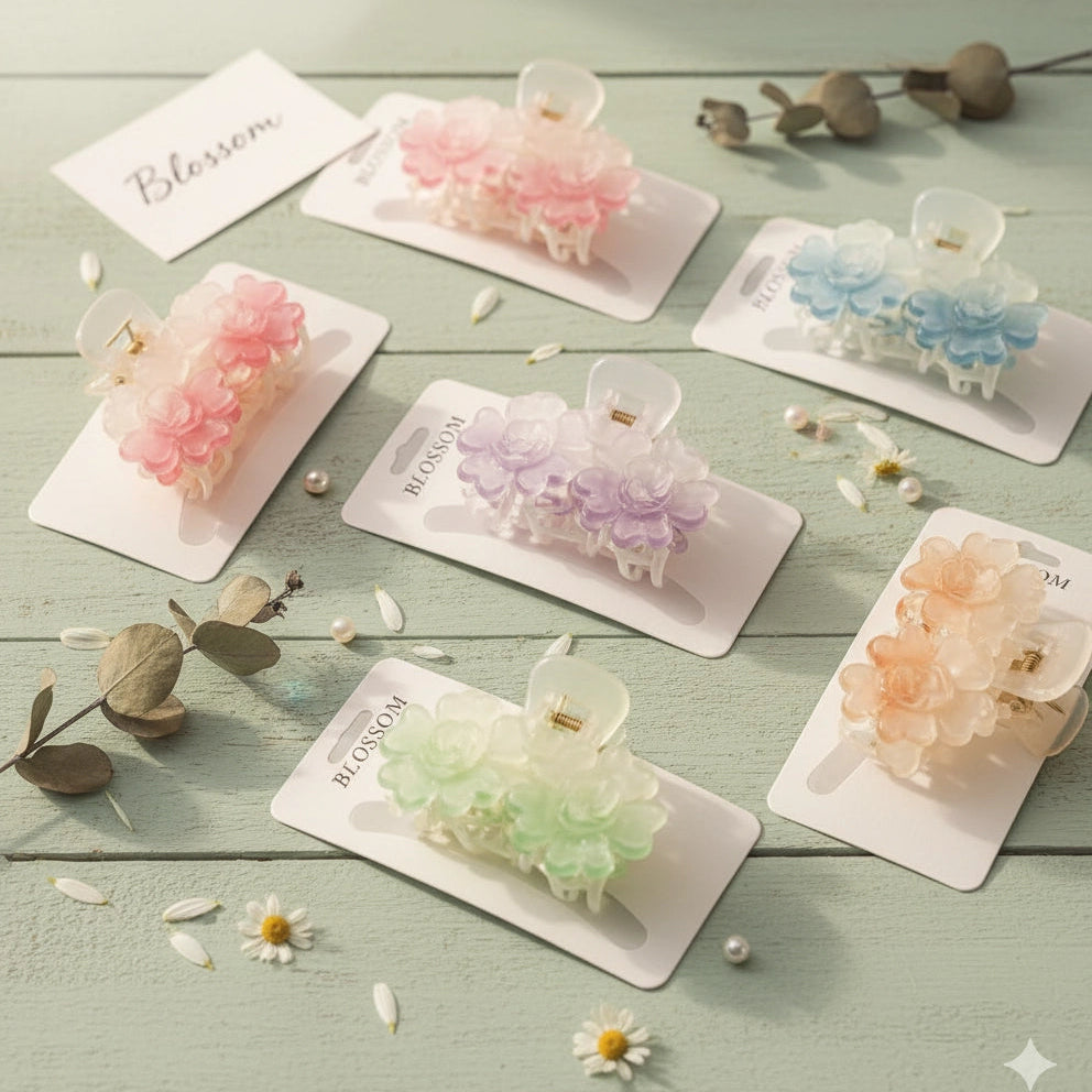 Flower Power Pastel Floral Claw Clip Multipack for Spring Style | 8cm