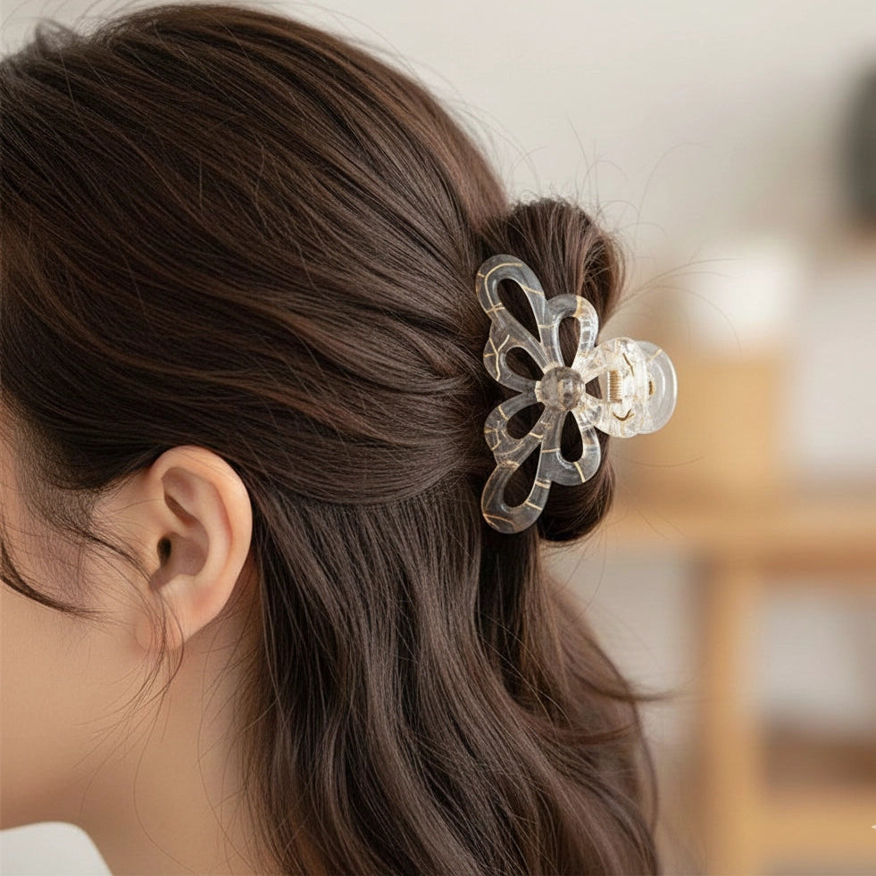 Elegant Blossom Flower Hair Claw Clips (Set of 2)