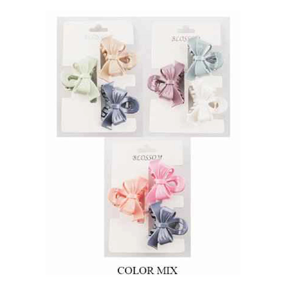 Elegant Bow Hair Claw Clips - 3pc Pastel Set (IJC-1242)
