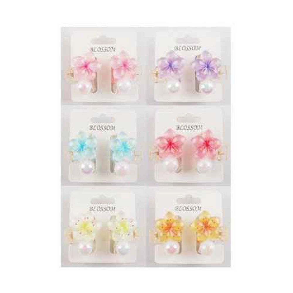 Floral & Pearl Mini Hair Claw Clips (Pair) (IJC-1288)