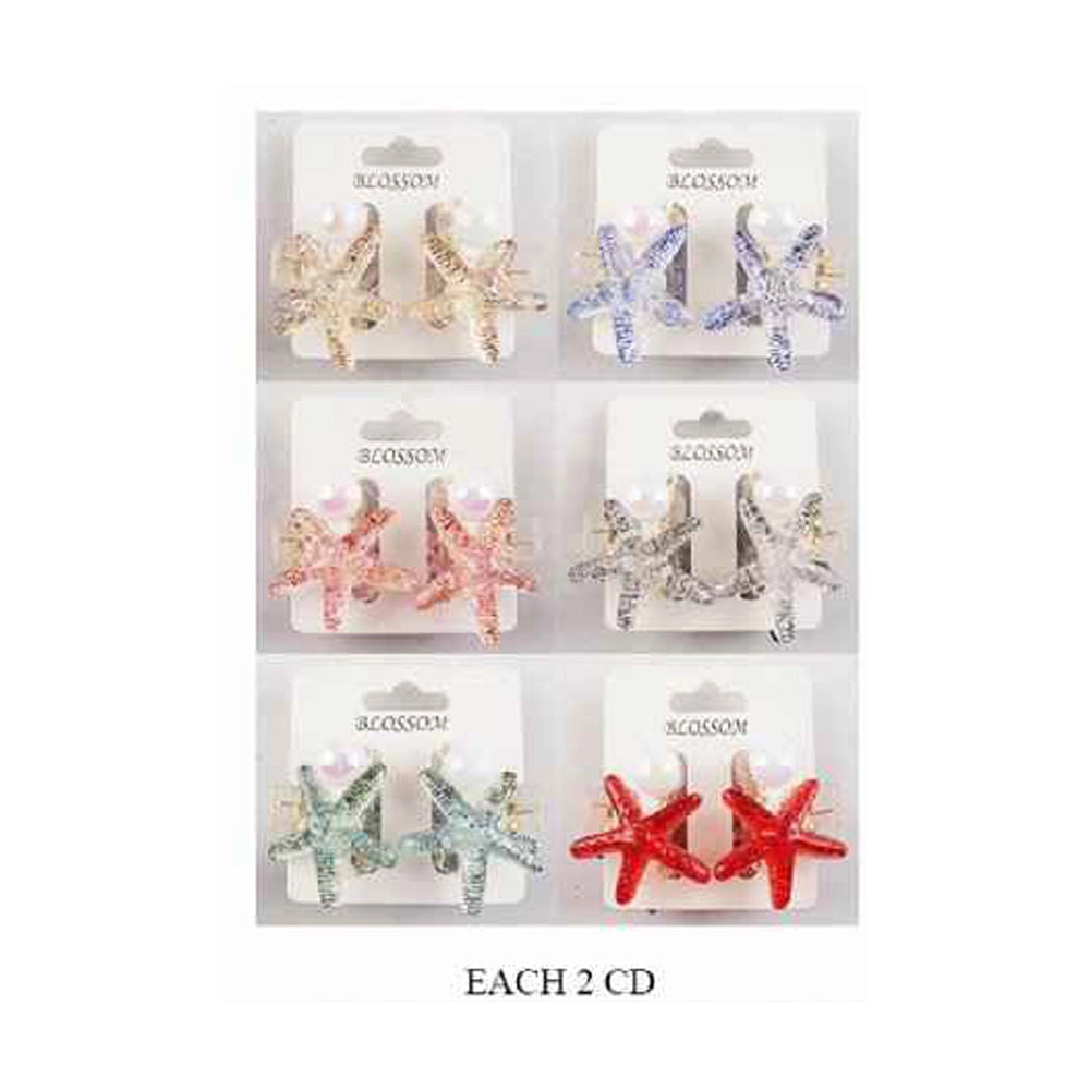 Starfish Hair Claw Clips with Pearl Detail – 2-Pack Mermaidcore Glitter Hair Accessories (IJC-1290)