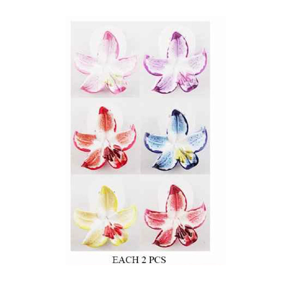 Exotic Orchid Lily Floral Hair Claw Clip – Hand-Painted Tropical Style (IJC-1301)