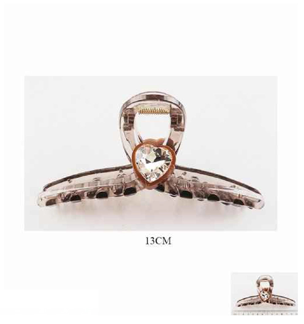 Sparkling Heart Crystal Hair Claw Clip - 13cm Jumbo Size