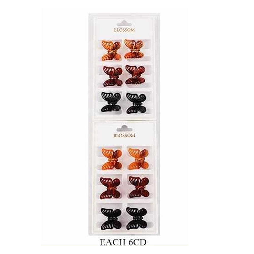 Blossom 6-Piece Butterfly Mini Hair Claw Clip Set - Tortoise Shell & Black (IJC-1362)