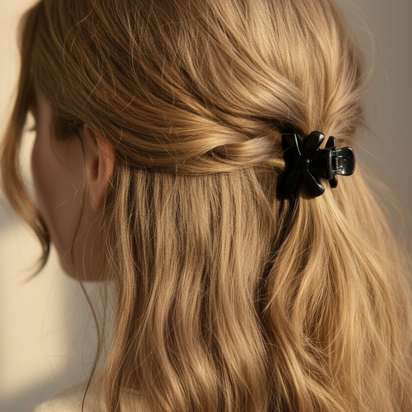 6-Piece Bow-Shaped Mini Hair Claw Clips Set – Tortoise Shell & Black Hair Accessories (IJC-1364)