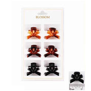 6-Piece Bow-Shaped Mini Hair Claw Clips Set – Tortoise Shell & Black Hair Accessories (IJC-1364)