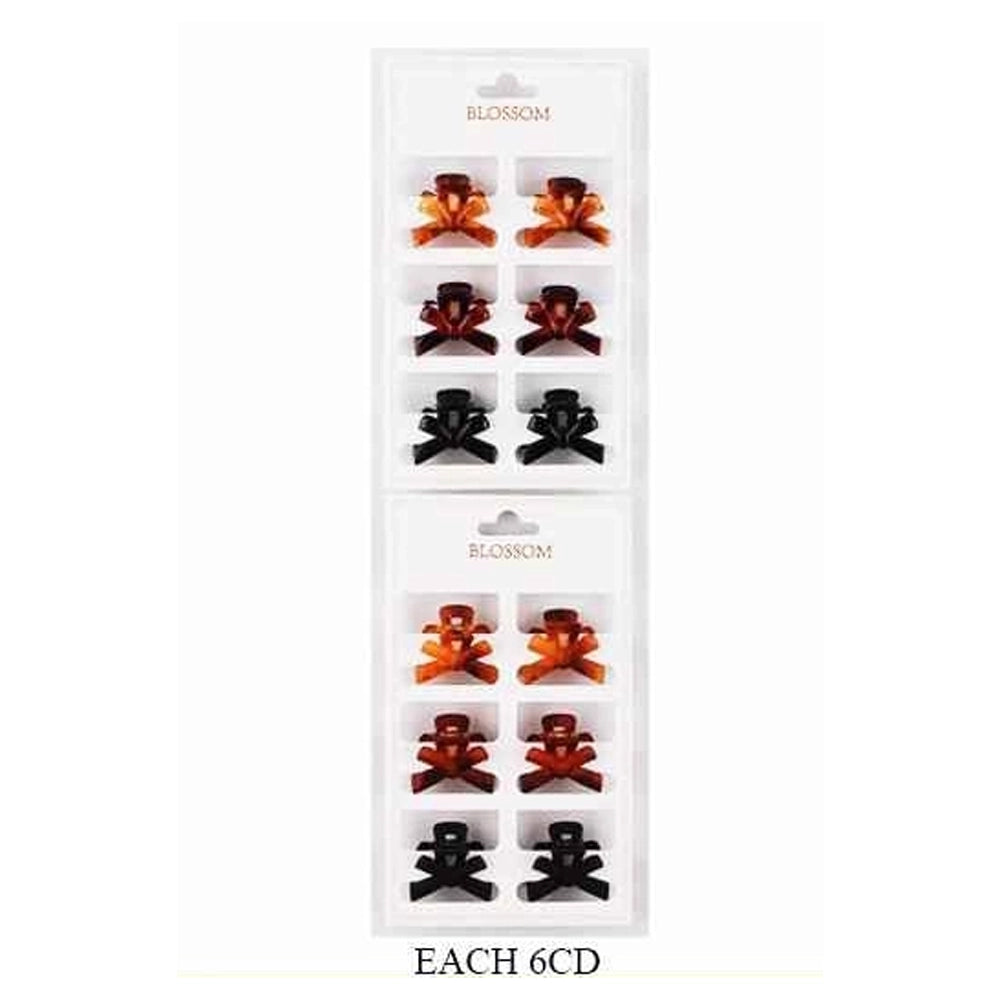 6-Piece Bow-Shaped Mini Hair Claw Clips Set – Tortoise Shell & Black Hair Accessories (IJC-1364)