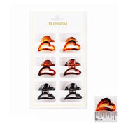6-Piece Heart-Shaped Claw Clip Set - Tortoise & Black Hair Accessories (IJC-1369)