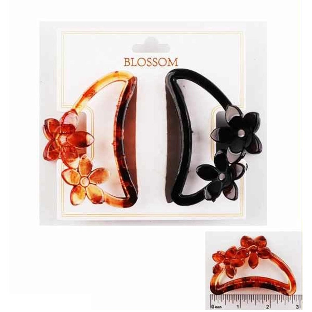 2-Piece Flower Claw Clip Set – Elegant Tortoise Shell & Classic Black Hair Accessories for Women (IJC-1380)
