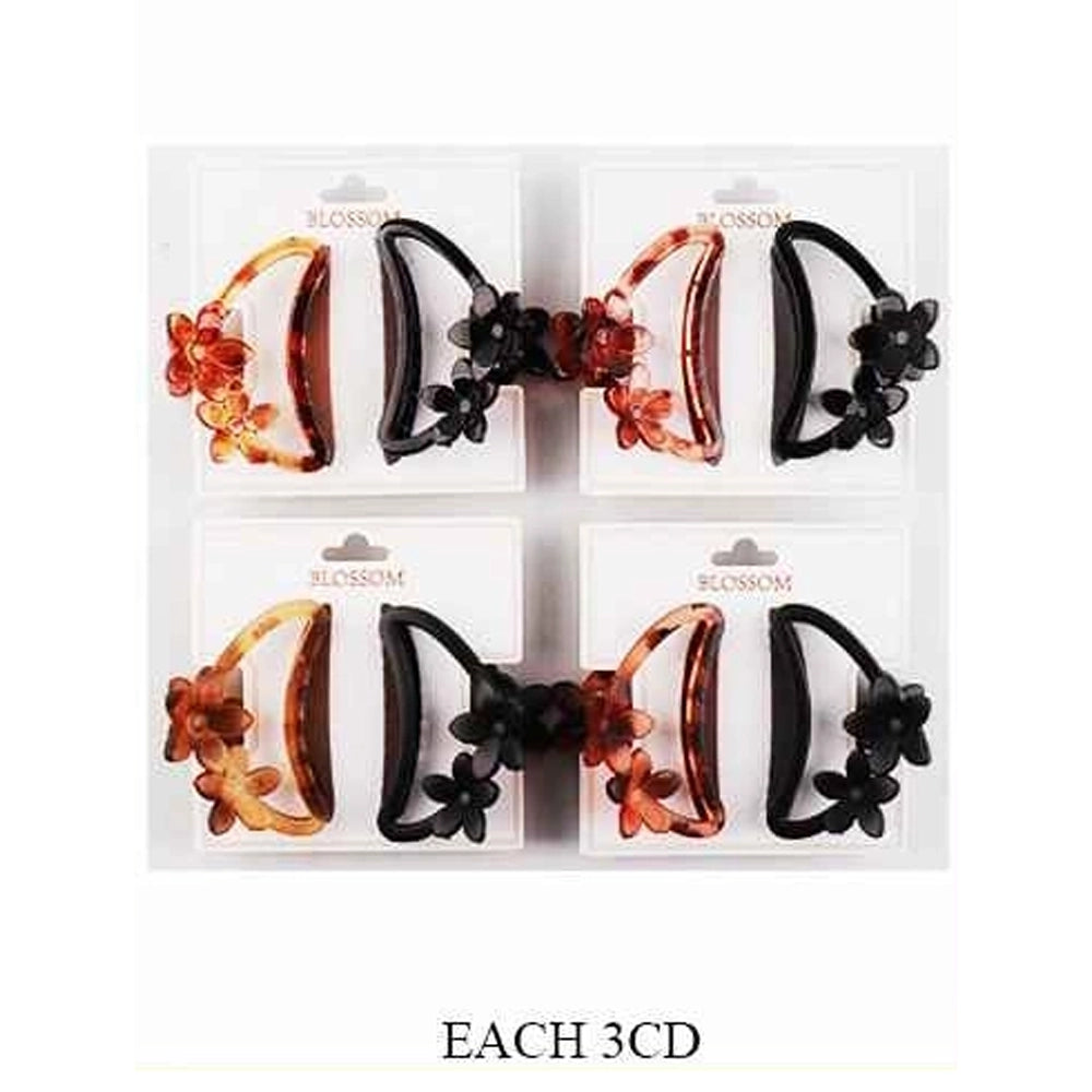 2-Piece Flower Claw Clip Set – Elegant Tortoise Shell & Classic Black Hair Accessories for Women (IJC-1380)