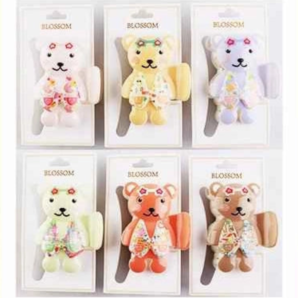 Blossom 2-Pack Cute Bear Hair Claw Clips – Glossy Resin Teddy Bear Hair Accessories for Girls & Women – 3.5-Inch IJC-1403