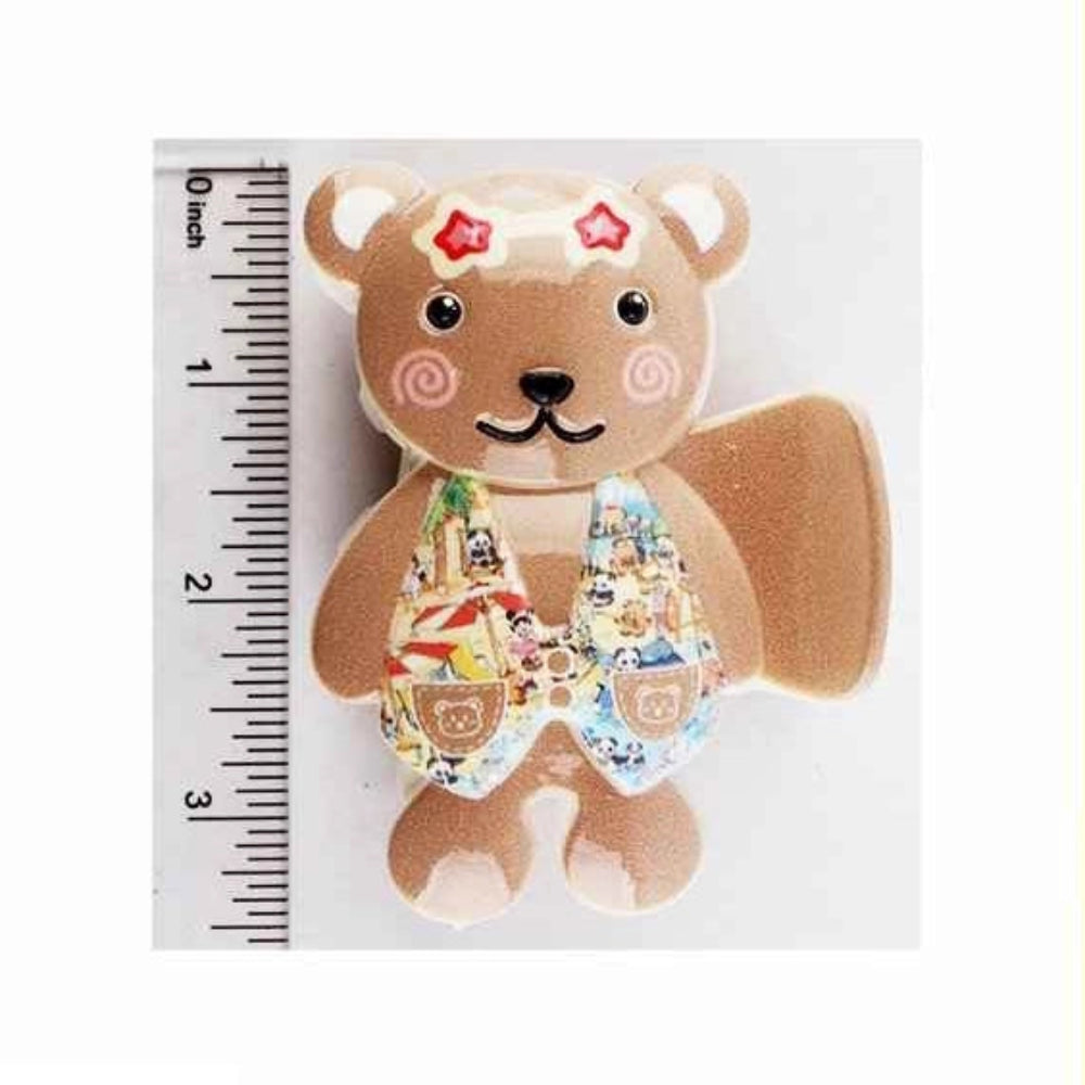 Blossom 2-Pack Cute Bear Hair Claw Clips – Glossy Resin Teddy Bear Hair Accessories for Girls & Women – 3.5-Inch IJC-1403