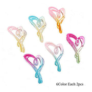 12 Pcs Heart Hair Claw Clips Set - 6 Gradient Pastel Colors (2 of Each) - Matte Acrylic Hollow Heart Jaw Clips, Strong Hold Nonslip Hair Accessories for Women (IJC-1428)