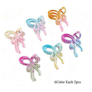Butterfly Bow Hair Claw Clips Set, Pastel Gradient Small Hair Claws for Women and Girls, Matte Colorful Acrylic Bowknot Jaw Clips (IJC-1429)