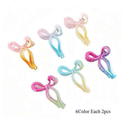 Gradient Bow Hair Claw Clips Set – Colorful Pastel Ribbon Hair Clamps for Women & Girls, Non-Slip Cute Ombre Hair Styling Accessories (IJC-1430)