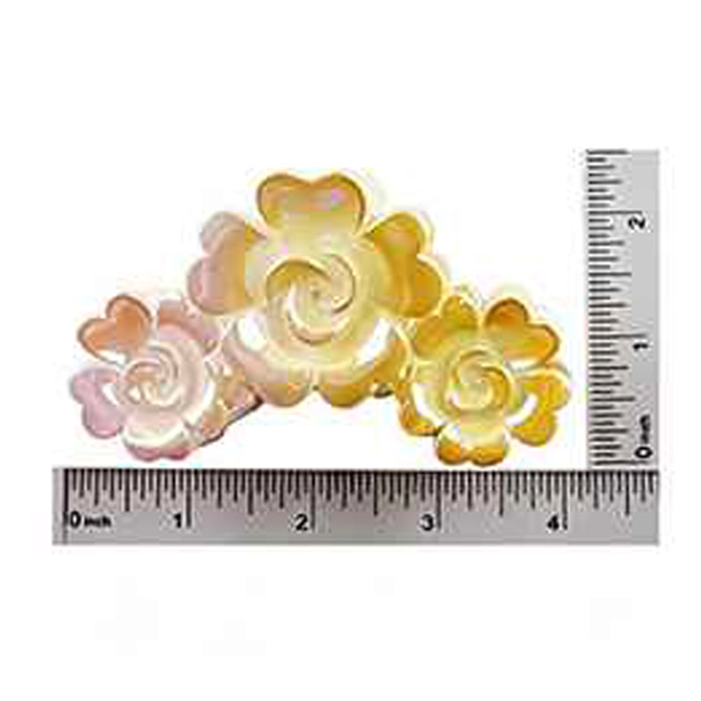 Iridescent Rose Flower Cabochons, 3D Resin Triple Floral Charms for DIY Crafts, Hair Bows, Phone Case Decoration, Nail Art, Jewelry Making Supplies (IJC-1433)