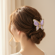 Pastel Butterfly Hair Clips Pack of 12 | Cute 3D Fairy Aesthetic Hair Claws | Colorful Resin & Gold Metal Hair Accessories for Girls (IJC-1437)