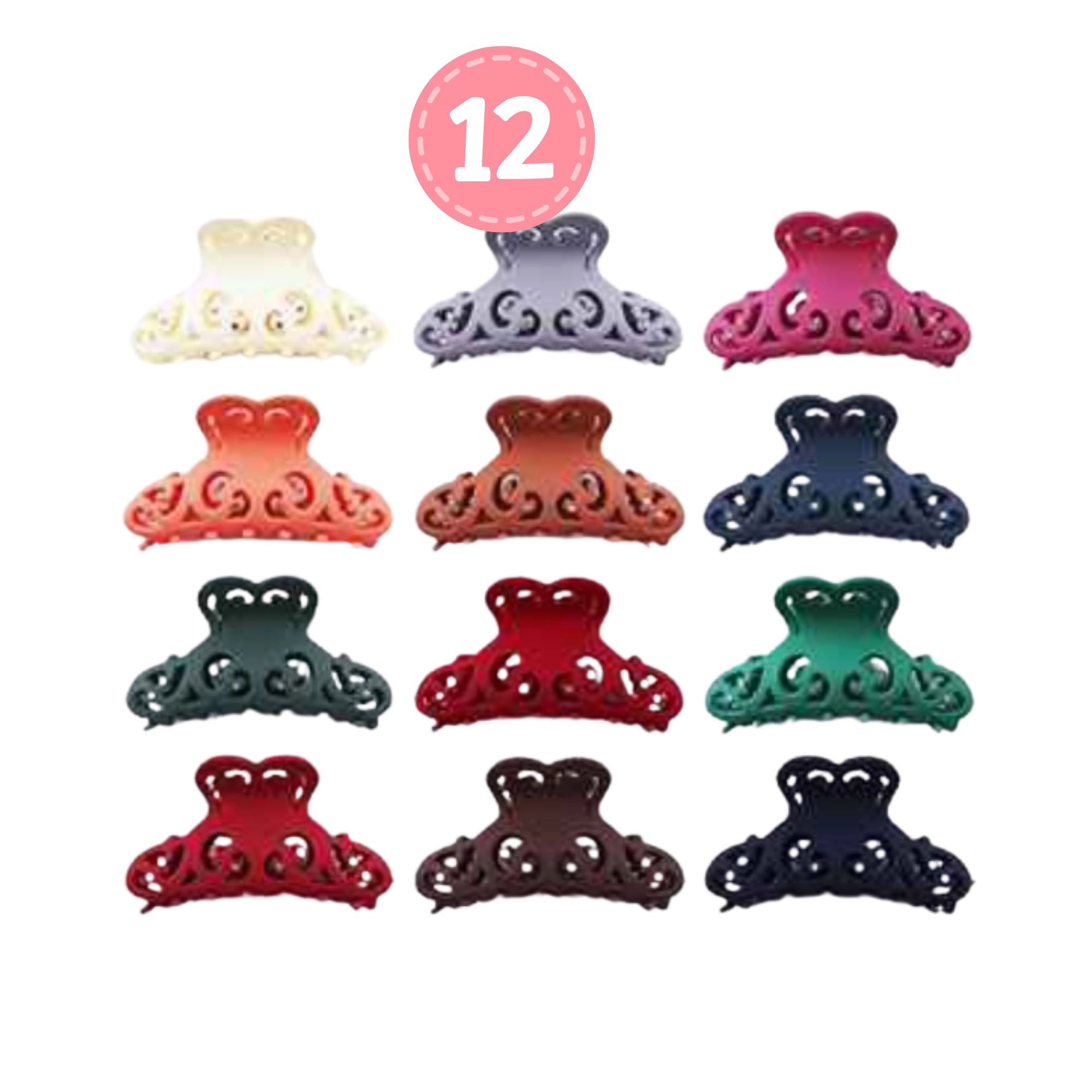 Matte Green Filigree Claw Clip with Crystal Accents