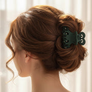 Matte Green Filigree Claw Clip with Crystal Accents